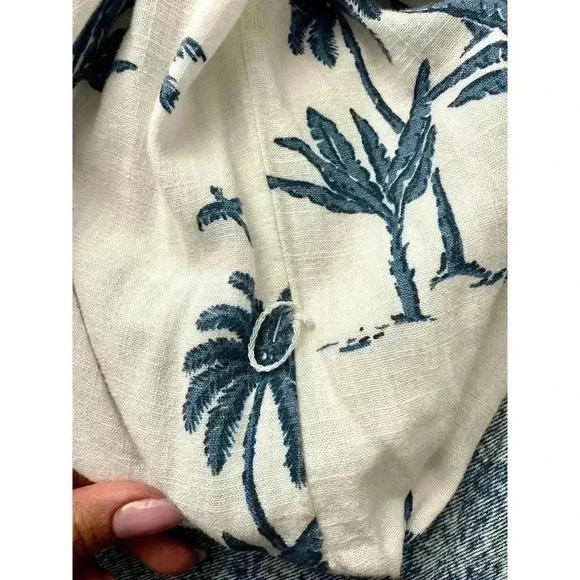 Desmond & Dempsey X H&M Linen Blend Dress XS Blue Trees White NO BELT - Picture 10 of 13